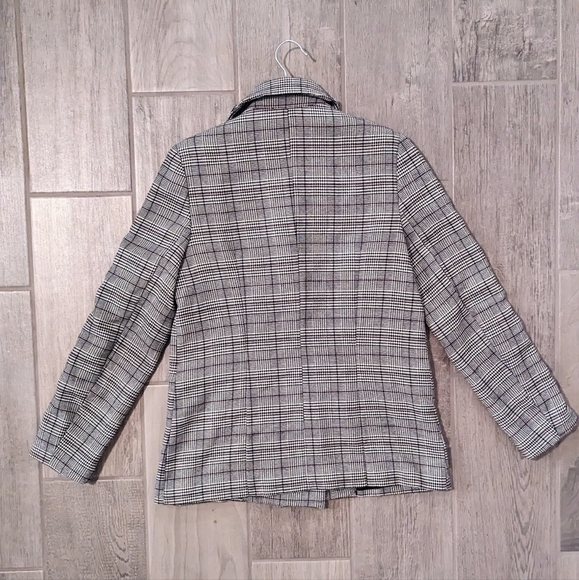 Chriselle Lim Collection Bianca Piped Houndstooth Blazer Grey Women's Small - Picture 9 of 10